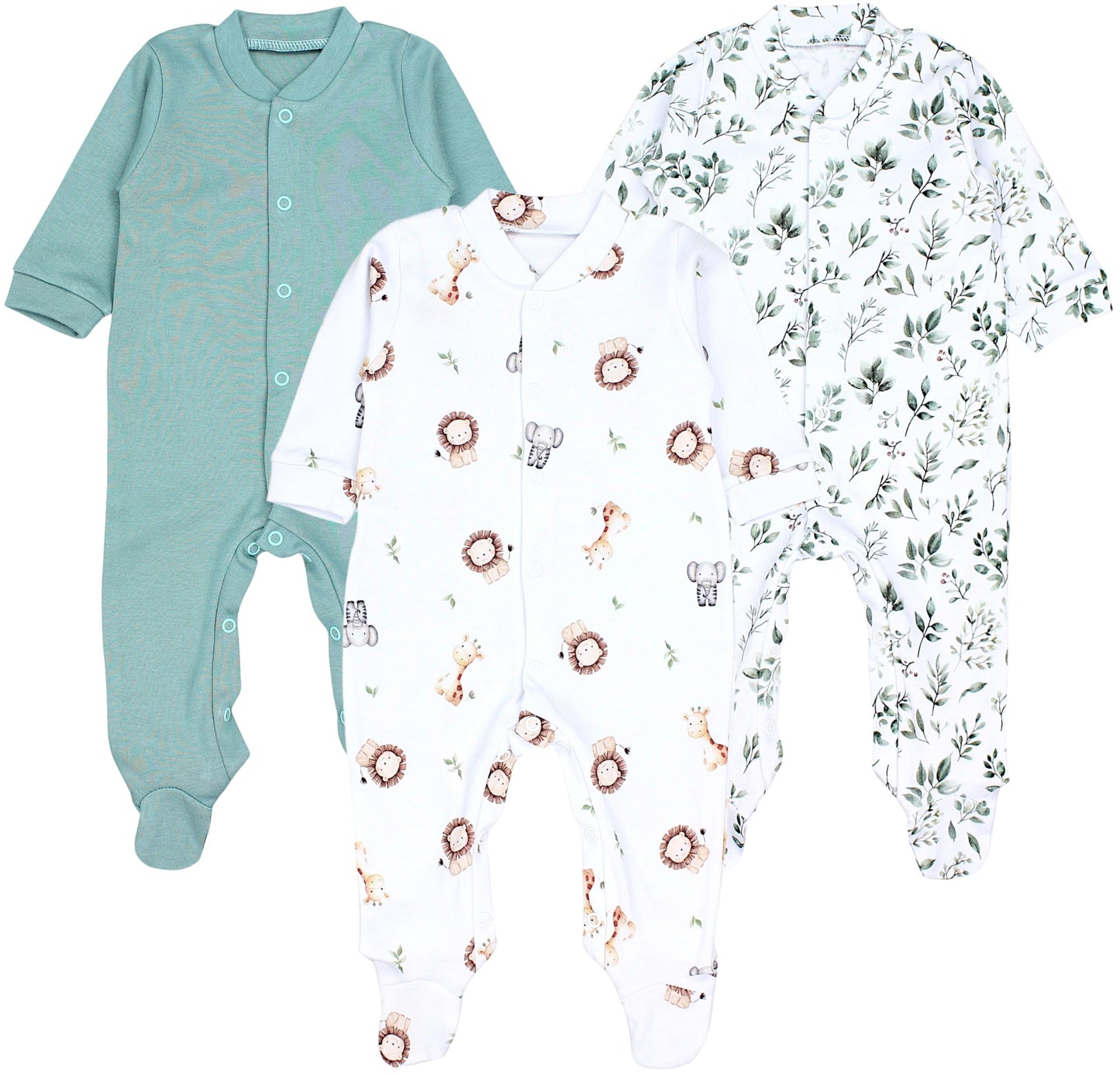 TupTam Baby Jungen Schlafstrampler Langarm Strampler Schlafanzug mit Fuß 3er Pack
