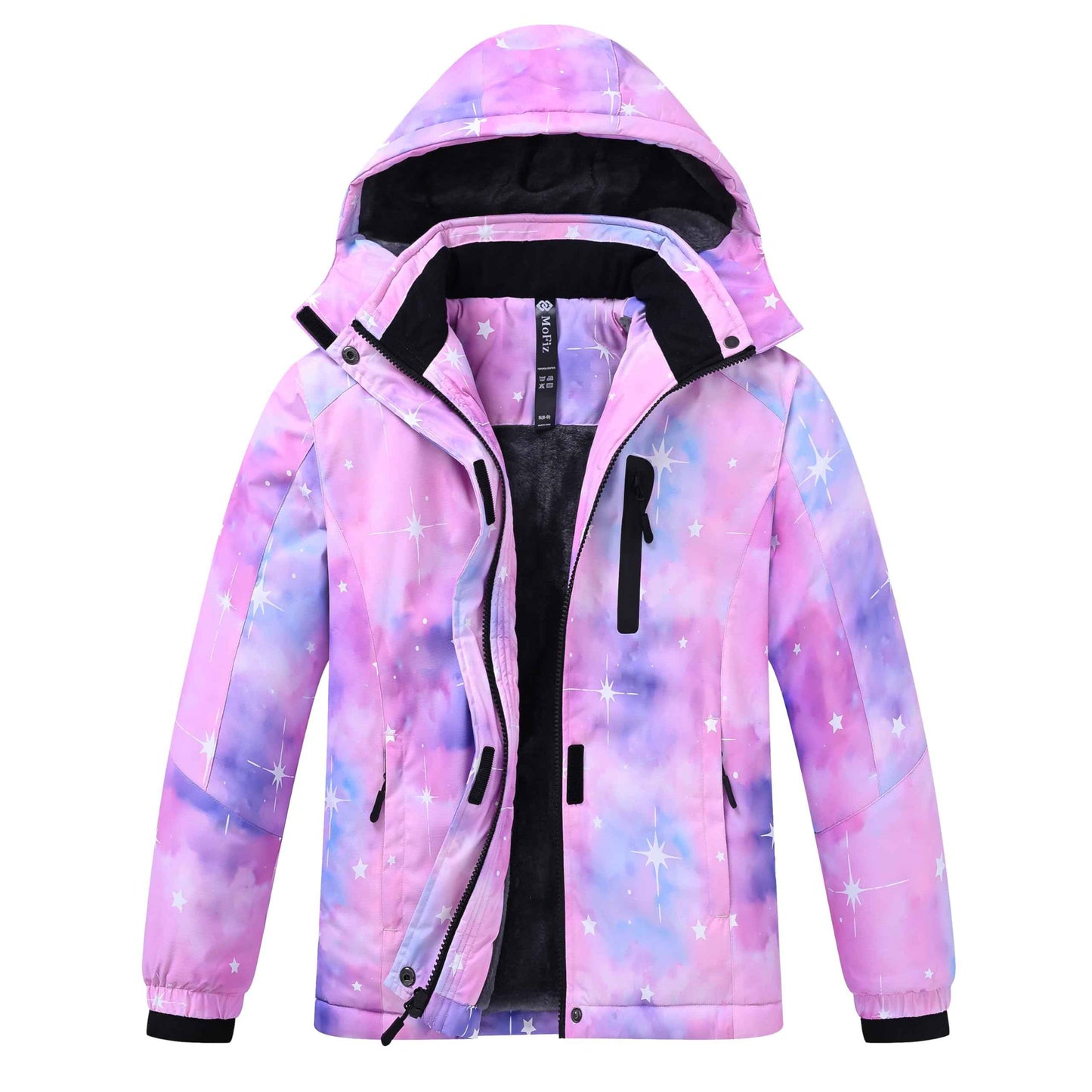 MoFiz Girls' Winter Jacket, Ski Jacket, Children's Softshell Jacket, Fleece Lining, Windproof, Outdoor Jacket with Hood
