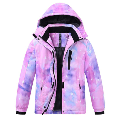 MoFiz Girls' Winter Jacket, Ski Jacket, Children's Softshell Jacket, Fleece Lining, Windproof, Outdoor Jacket with Hood