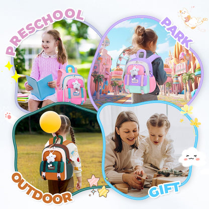 Tanou Backpack Nursery for Girls, Ultra Light Nursery Backpack Girls, Cute Nursery Backpack with Chest Strap for Preschool Nursery, purple, childish
