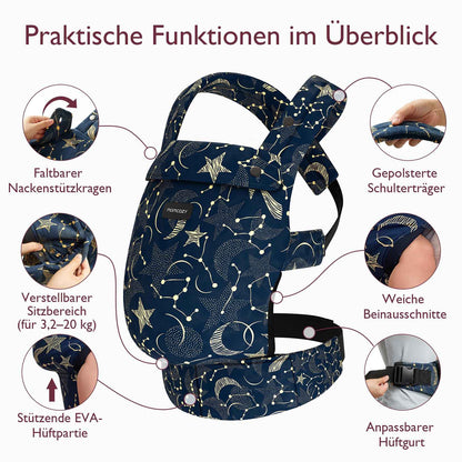 Momcozy Babytrage aus 100% Baumwolle – Baby Carrier für Kleinkind (3-24 Monate, 3,2-20 kg) · Ergonomische M-Position · X-Rücken · Taillengurt 64-127cm, Khaki