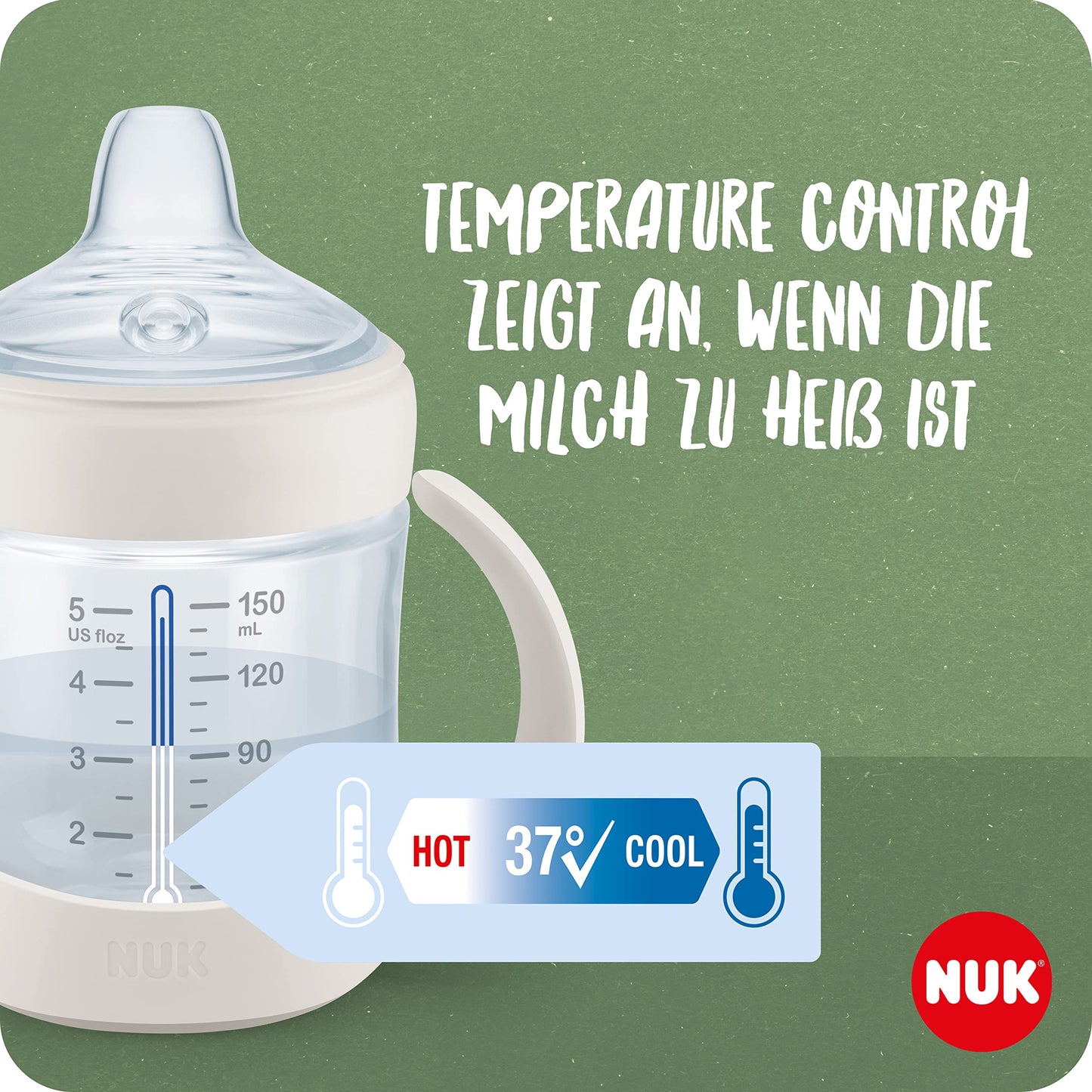 NUK First Choice+ Trinklernflasche | 6–18 Monate | 150 ml | Temperature Control Anzeige | Anti-Colic-Ventil | auslaufsichere Trinkschnabel | Ergonomische Griffe | BPA-frei | Disney Winnie Puuh blau - Meloni2