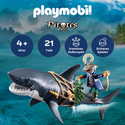 PLAYMOBIL | Pirates | Gefahr durch Riesenhai | Piratenspielzeug | Spielzeugfiguren | Spielzeug für Kinder ab 4 Jahren | 71793