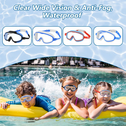 Moseem Schwimmbrille Kinder, 2 Stück Schwimmbrille 3-15 Jahre UV-Schutz,Anti-Nebel Kein Auslaufen Schwimmbrillen für Kinder, Mädchen, Jungen
