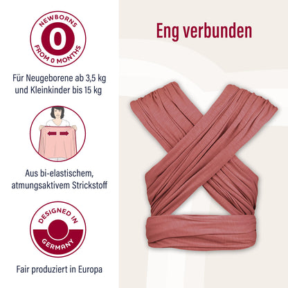 manduca Sling - Babytragetuch - Elastische Babytrage für Neugeborene von der Geburt bis zu 15 kg - Bio-Baumwolle - GOTS zertifiziert