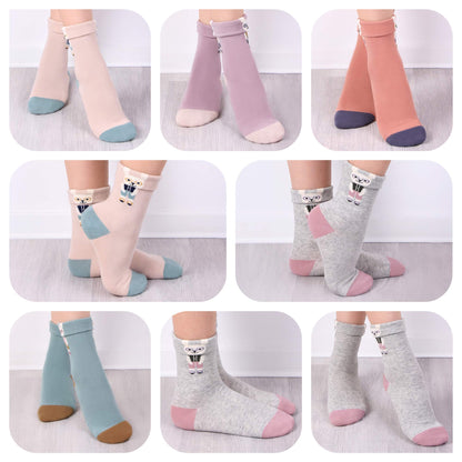 L&K-II 10/12 Paar Kinder Mädchen Socken mit niedlichen Herzmustern Kids Füßlinge Sneakersocken bunt 2825