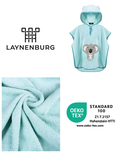 LAYNENBURG Premium Badeponcho Kinder mit Kapuze - 100% Baumwolle - OEKO TEX - Baby Jungen Mädchen Handtuch Poncho Frottee