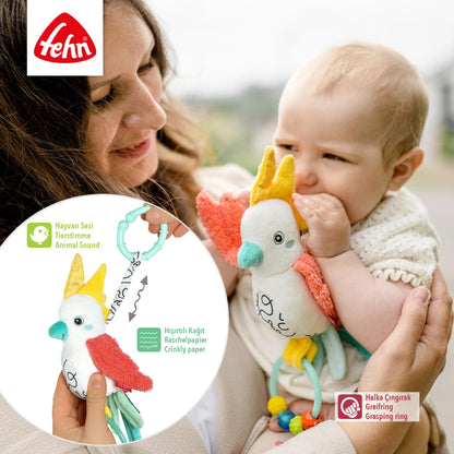 Fehn Activity-Spieltier Teddy – Baby Motorikspielzeug für Kinderwagen, Kinderbett und Babyschale zum Beißen, Greifen und Geräusche erzeugen – Beißring Spielzeug für Babys und Kinder ab 0+ Monaten