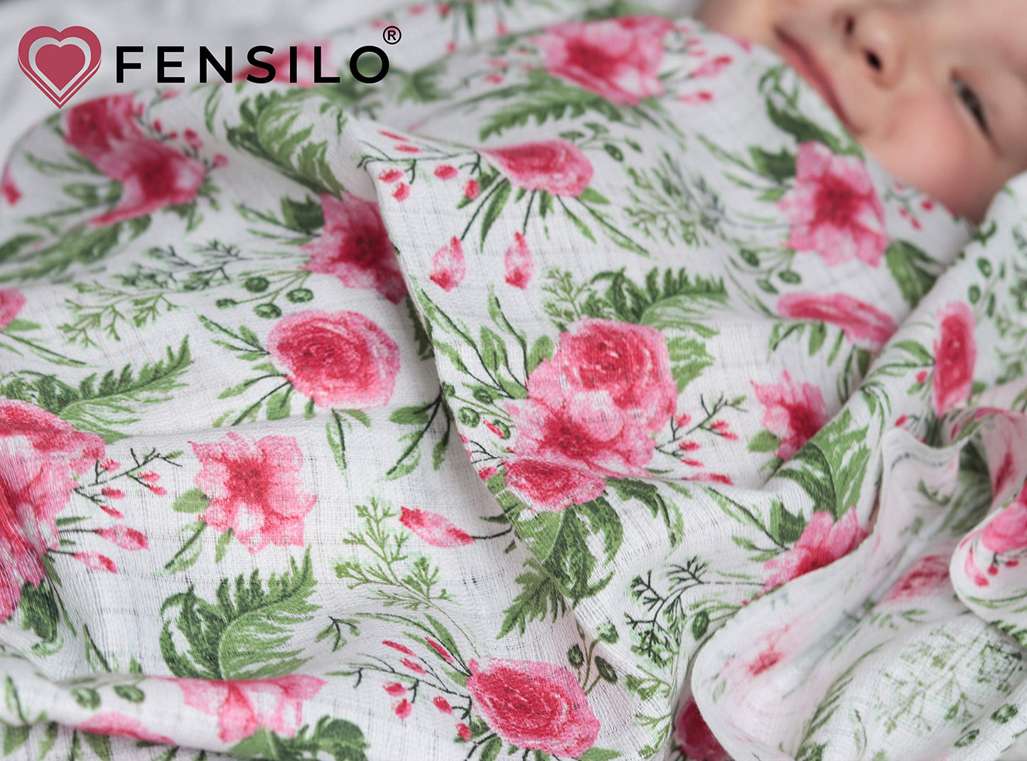 FENSILO - Mulltücher - Mullwindeln - 10er Pack 70x80 cm - Stoffwindeln, Made IN EU, schadstoffgeprüft - Spucktücher Set für Mädchen – Baby Mullwindeln- Rosa - Oeko-TEX Zertifiziert