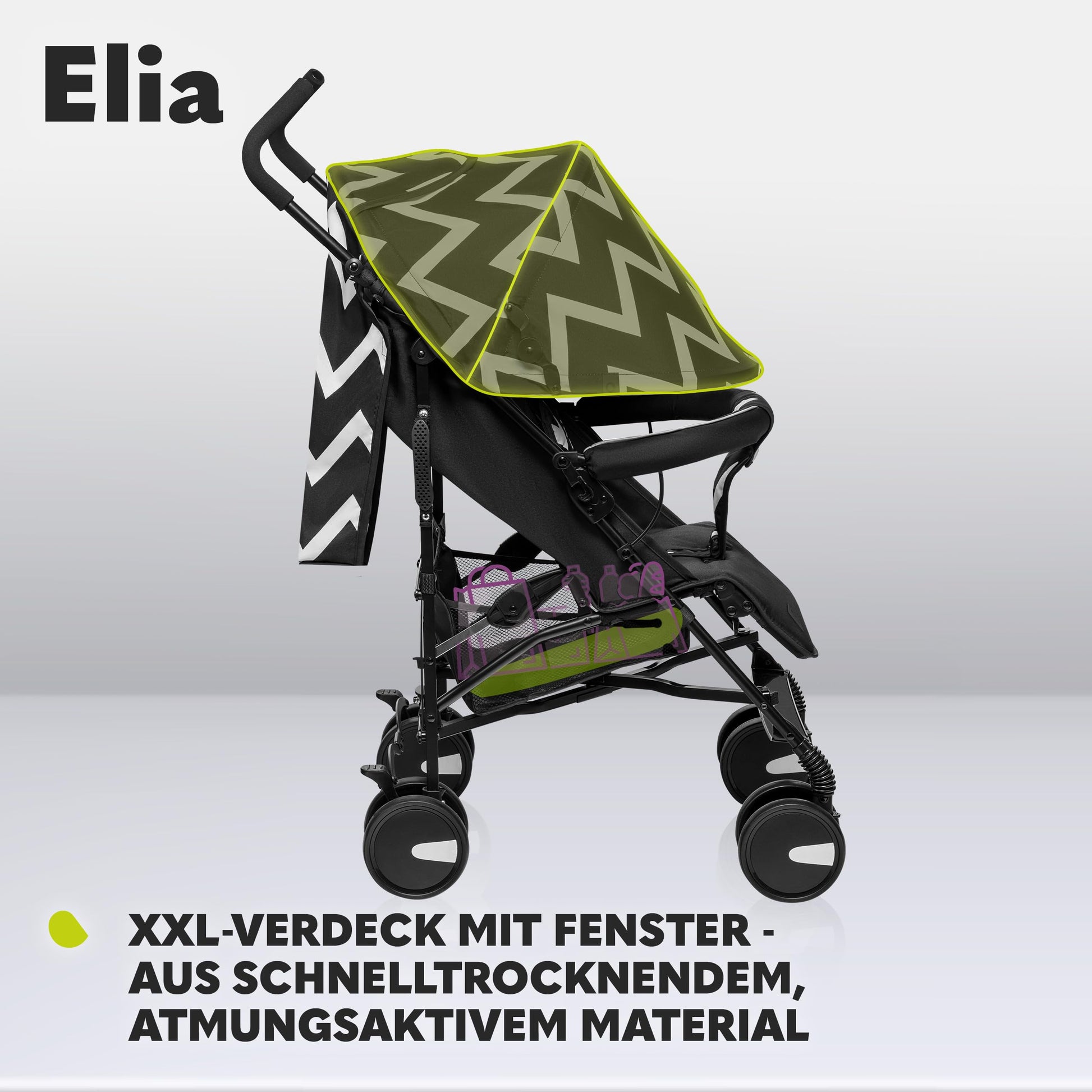 LIONELO Elia Buggy Small Foldable Pushchair up to 15 kg, Back and Footrest Adjustment, Rear Wheel Brake, Mosquito Net, Shopping Basket - Meloni2