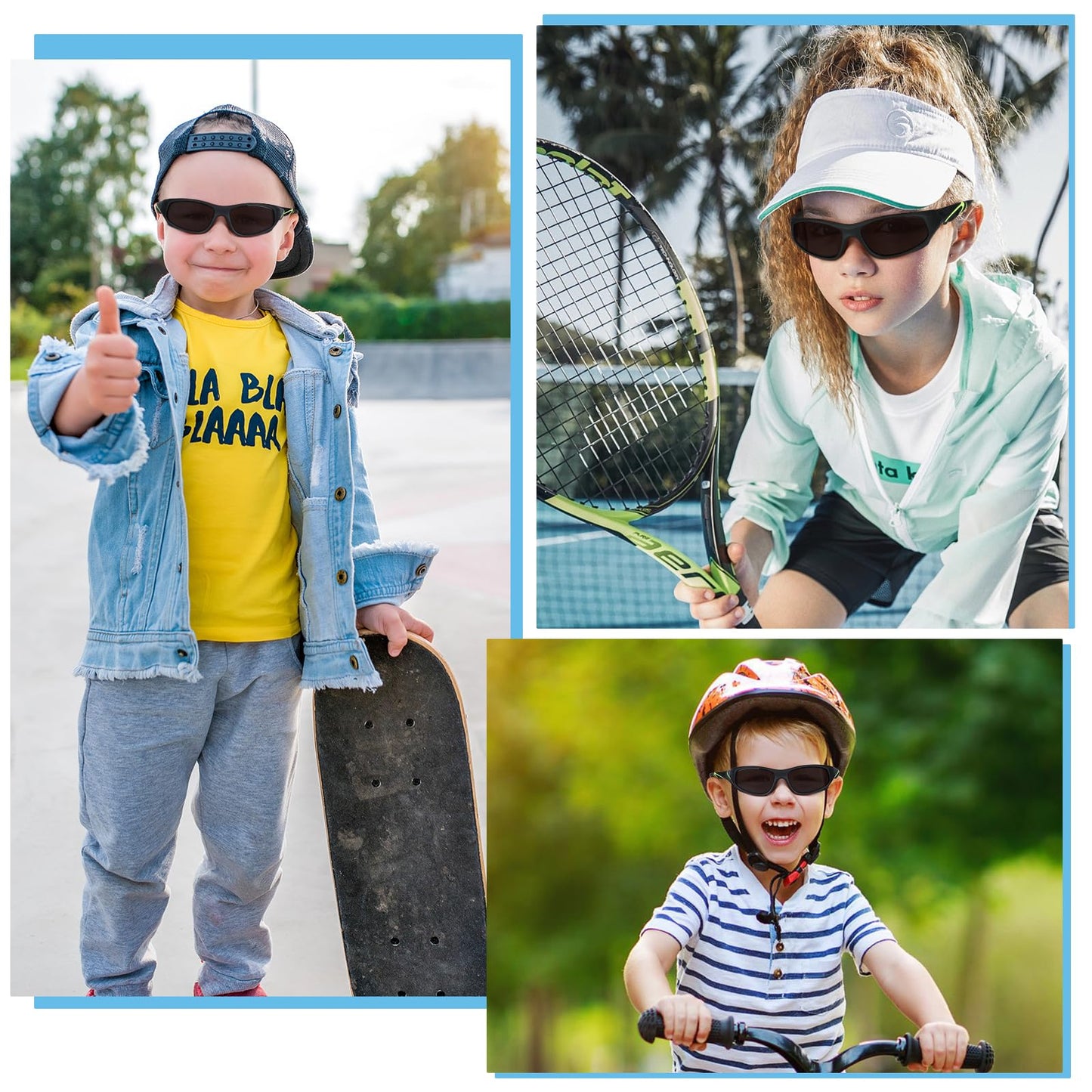 Hifot Sonnenbrille Kinder Polarisierte Sportbrille für Jungen und Mädchen UV400 Schutz gegen UltravioletteFahrradbrille Silikon Sonnenstrahlen Alter 3-12 Jahre