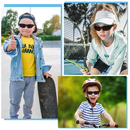 Hifot Sonnenbrille Kinder Polarisierte Sportbrille für Jungen und Mädchen UV400 Schutz gegen UltravioletteFahrradbrille Silikon Sonnenstrahlen Alter 3-12 Jahre