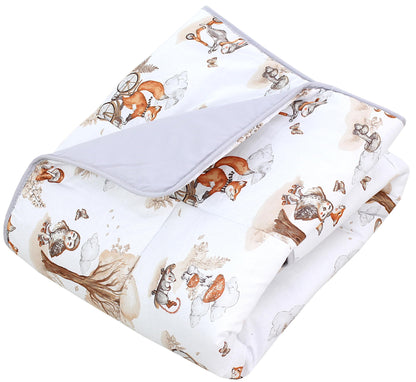 TupTam Krabbeldecke für Baby 120x120 cm - Gepolsterte Spieldecke Baby Baumwolle, XXL, OEKO-TEX, Weich & Hautfreundlich, Farbe: Wald/Beige - Meloni2