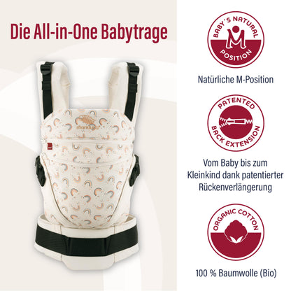 manduca XT Babytrage - Verstellbarer Sitz, der mitwächst - Vom Neugeborenen bis zum Kleinkind - Babytrage aus Bio-Baumwolle mit 3 Tragemöglichkeiten