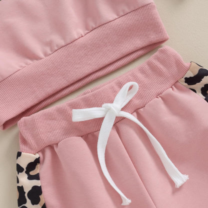 Geagodelia Baby Mädchen Kleidung Outfit Set Langarm Sweatshirt + Leopard Hose Neugeborenen Weiche Baby Set Mama’s Mini 2-teilig