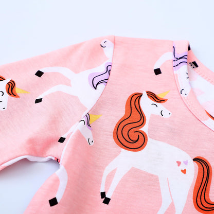FILOWA Kleider für Mädchen Kinder Einhorn Blumen Stickerei Herz Druck Tier Sommerkleid Cartoon Kinderkleider Embroider Baumwolle Mädchenkleid Lange/Ärmellos Lässige Geburtstag Kinderkleidung,Gr.92-128