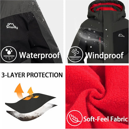 Kinder Schneeanzug für Jungen, Winter Skijacke und Hosen Set mit Kapuzenriemen, winddicht, wasserdicht, warmer Mantel