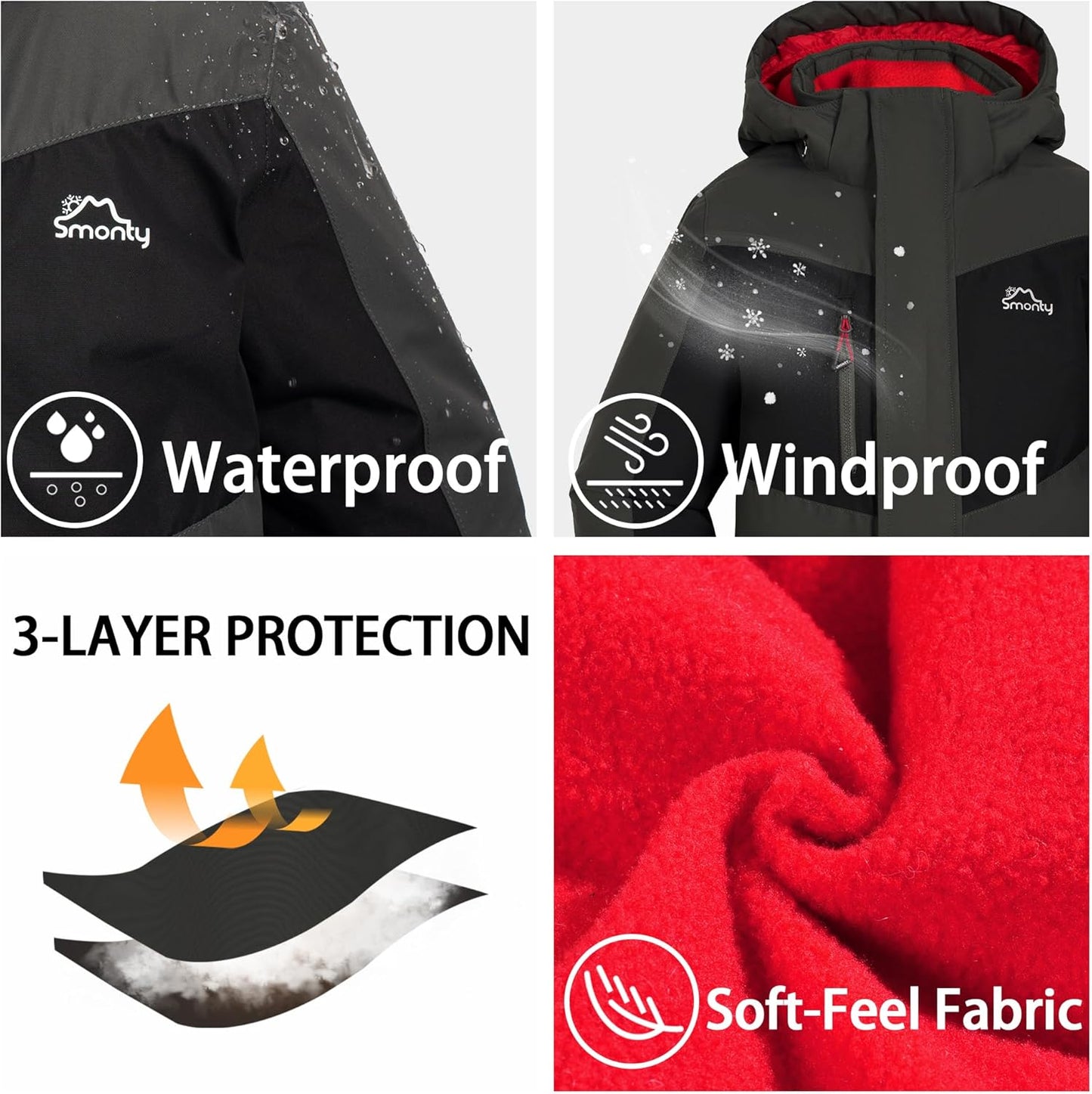 Kinder Schneeanzug für Jungen, Winter Skijacke und Hosen Set mit Kapuzenriemen, winddicht, wasserdicht, warmer Mantel