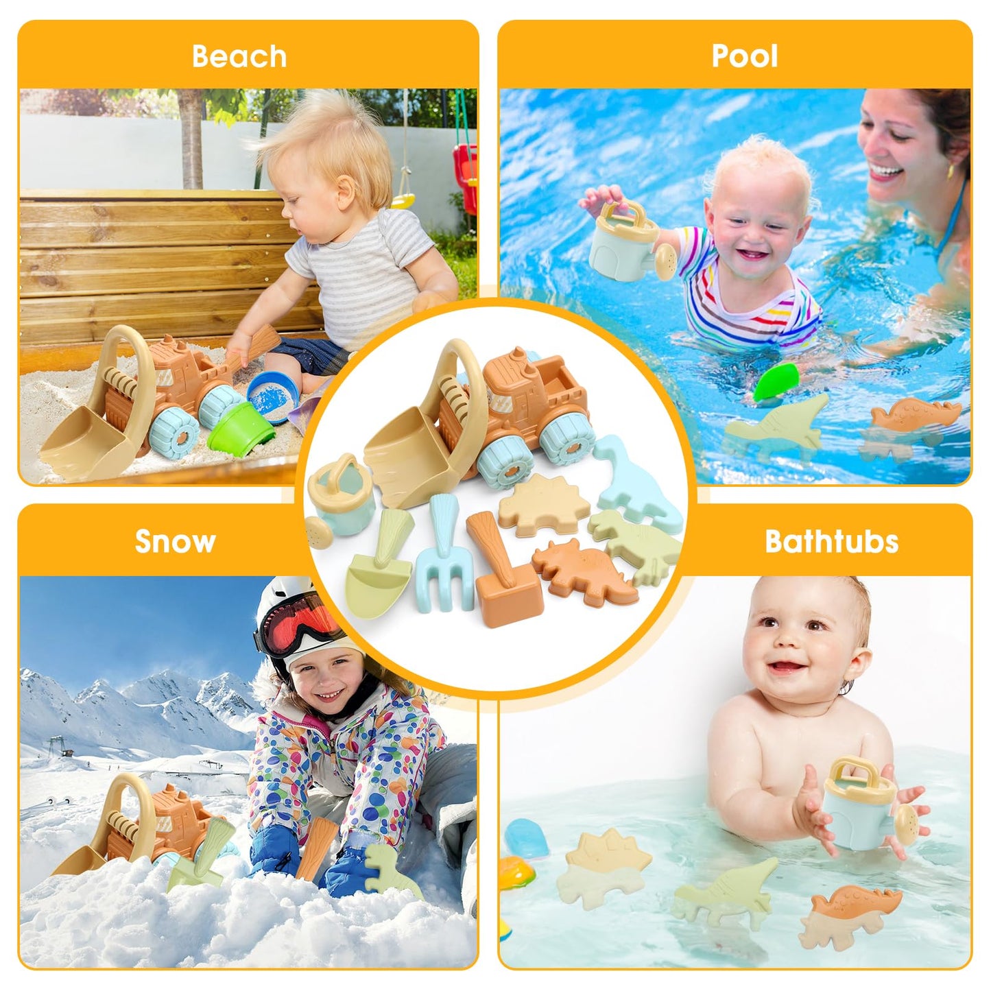 ZUZGO Sandspielzeug Set Sandkasten Spielzeug Strandspielzeug für Jungen Mädchen Kinder (A)
