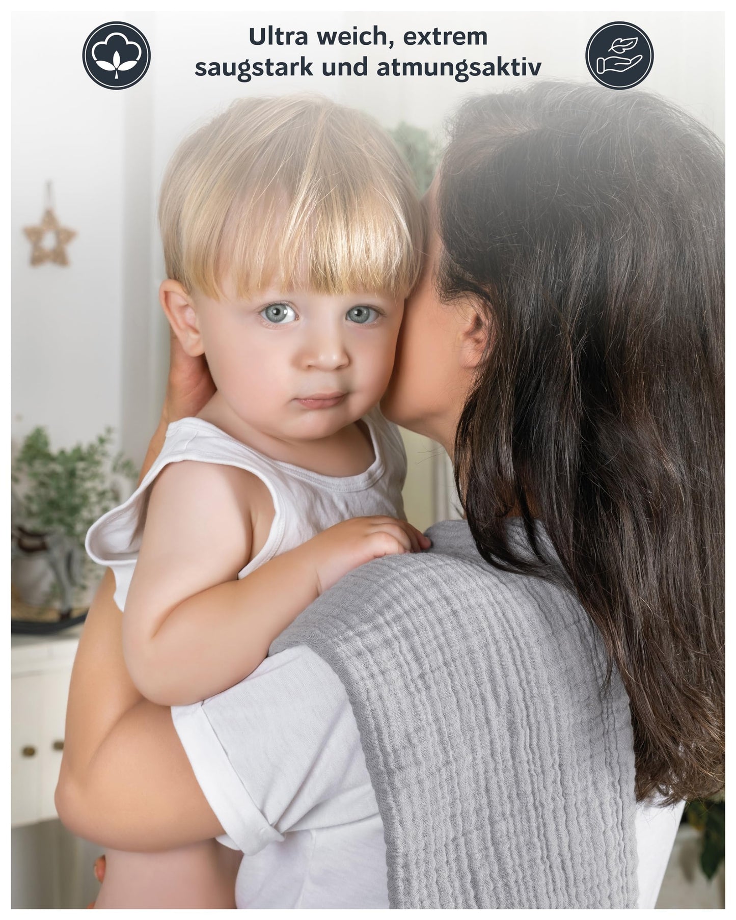 LAYNENBURG 10er-Set Premium Spucktücher Baby aus extra weichem Musselin - 100% Baumwolle - 30x50cm - Oeko Tex 100 - Musselin-tücher als Mulltücher, Mullwindeln oder Stoffwindeln (weiß)
