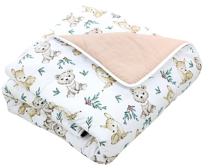 TupTam Krabbeldecke für Baby 120x120 cm - Gepolsterte Spieldecke Baby Baumwolle, XXL, OEKO-TEX, Weich & Hautfreundlich, Farbe: Wald/Beige - Meloni2