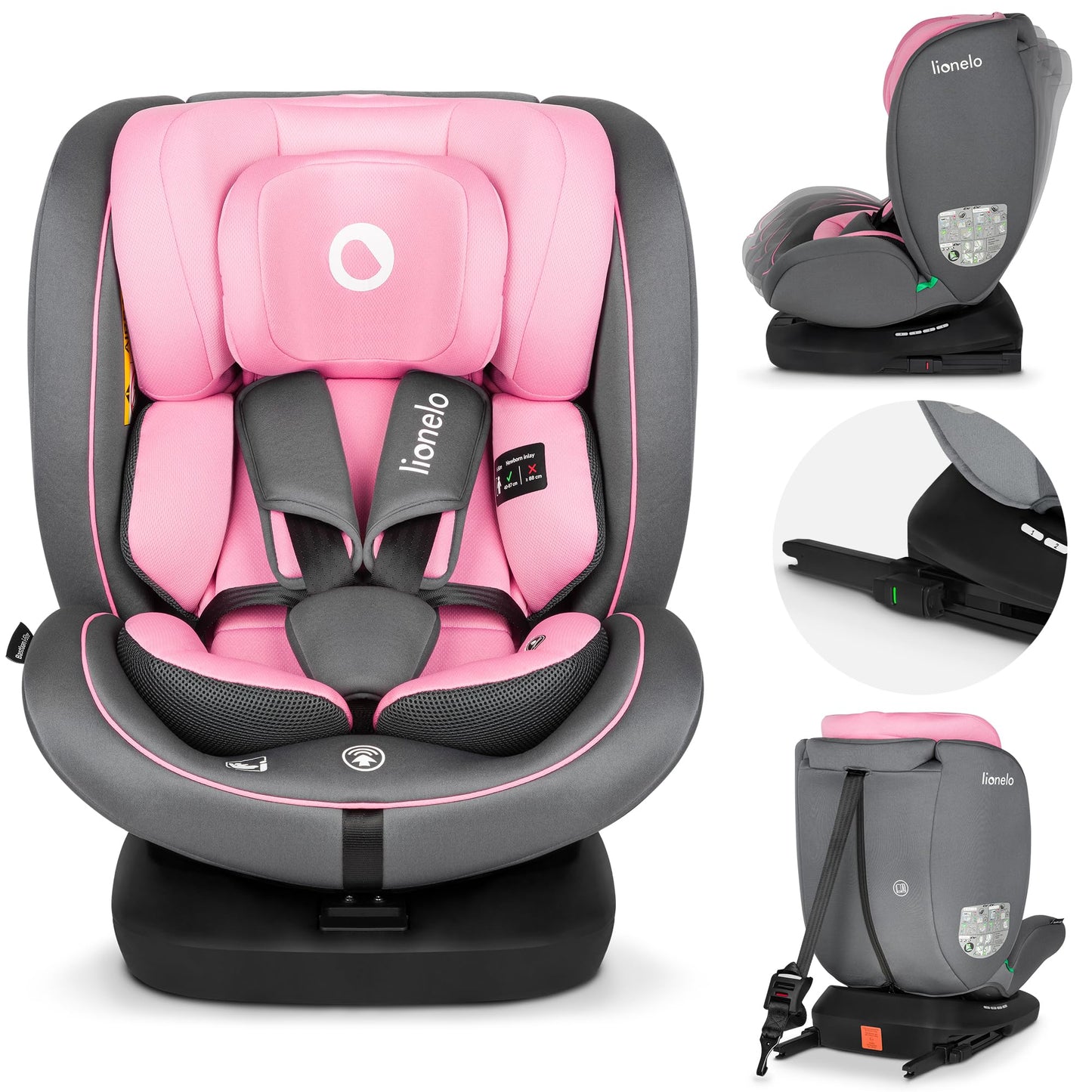 LIONELO Bastiaan i-Size One 360o drehbarer Autositz für Kinder von 40-150 cm, Montage in Fahrtrichtung und entgegen der Fahrtrichtung möglich, ISOFIX Pas TopTether Einstellbare Rückenlehne - Meloni2