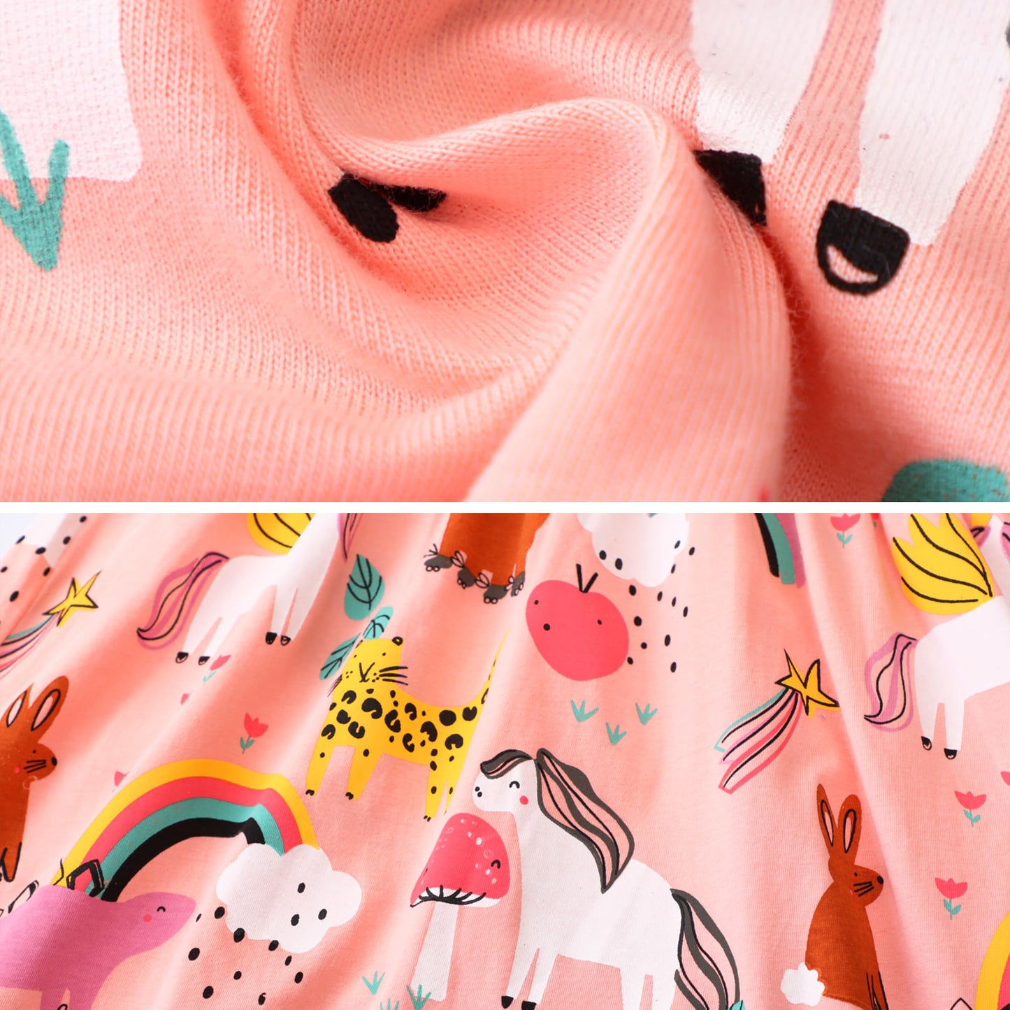 FILOWA Kleider für Mädchen Kinder Einhorn Blumen Stickerei Herz Druck Tier Sommerkleid Cartoon Kinderkleider Embroider Baumwolle Mädchenkleid Lange/Ärmellos Lässige Geburtstag Kinderkleidung,Gr.92-128