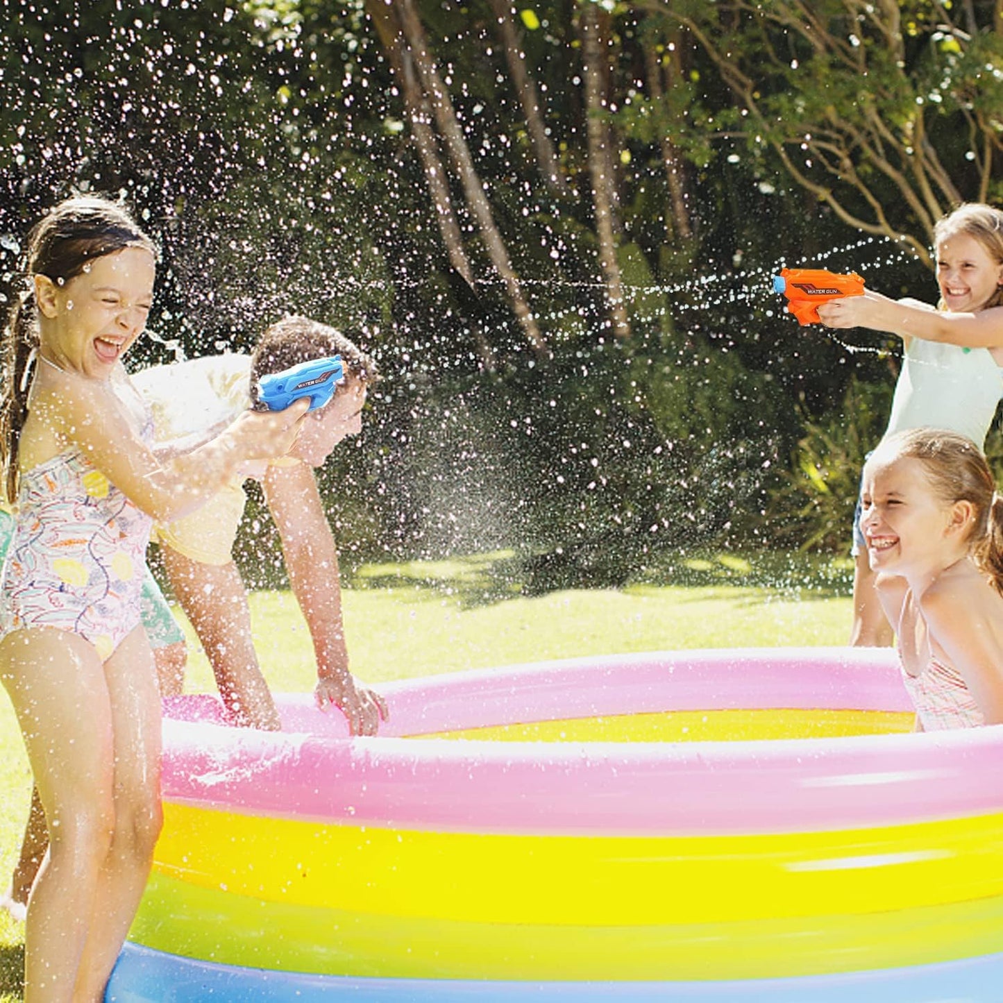 Wasserpistole für Kinder, 2-teilige Wasserpistole mit langer Reichweite, Super Squirter für Kinder und Erwachsene, das perfekte Spielzeug für Sport, Pools, Gärten, Strände und Wasserschlachten im Freien