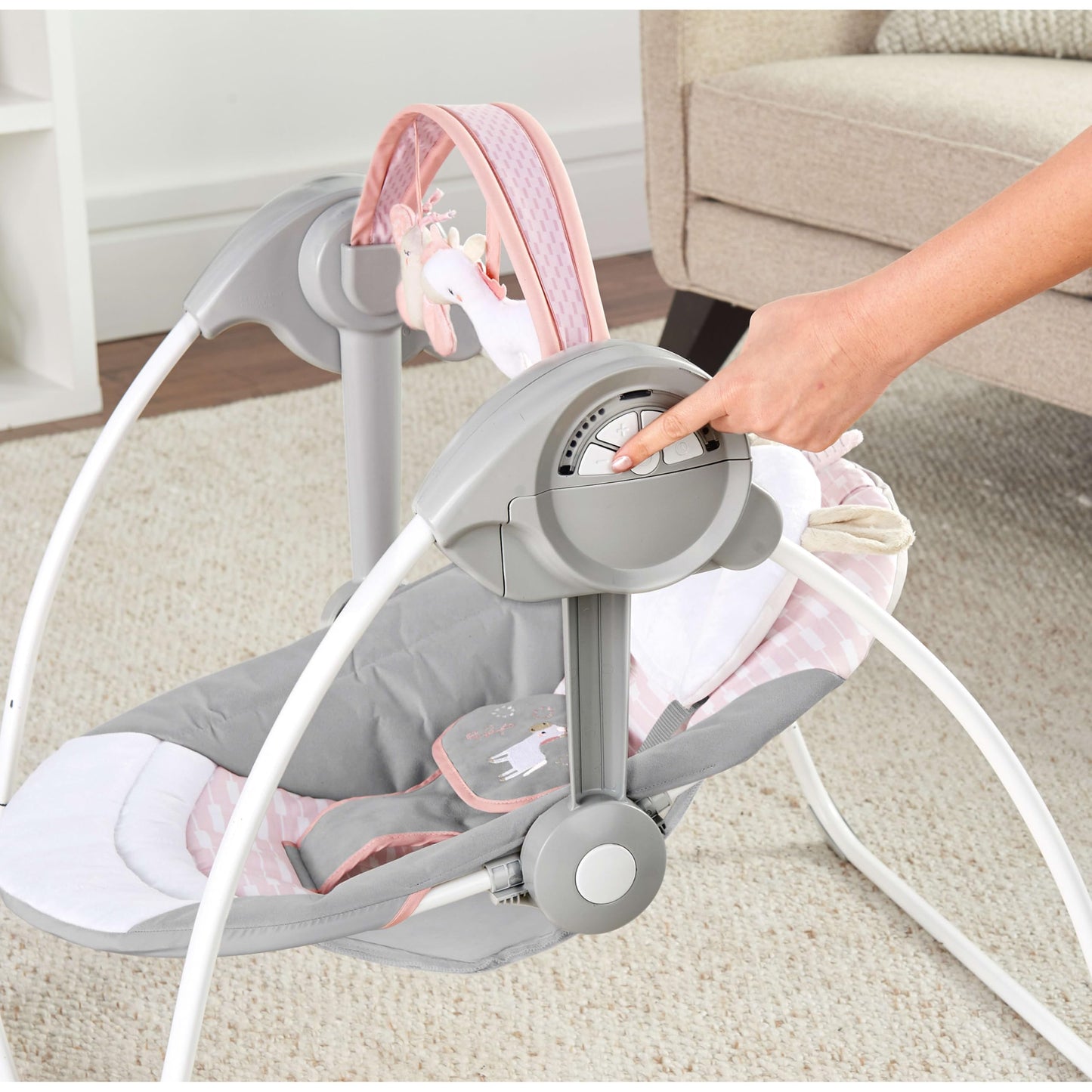 Ingenuity, tragbare Babyschaukel, Cuddle lamp - mit Melodien, Zeit- und Schaukeleinstellung
