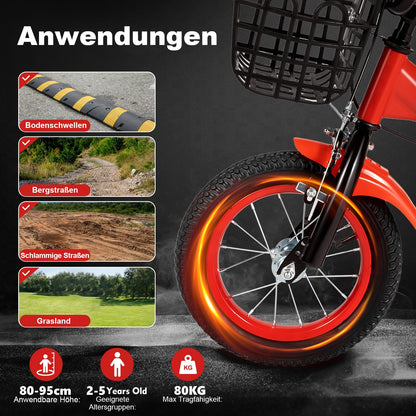 Charocean 12 Zoll Kinderfahrrad für ab 2-5 Jahre Jungen & Mädchen, Upgraded Kinder Fahrrad mit Stützrädern, Fahrrad für Kinder, HöHenverstellbar Kinderfahrräder für Schulung Outdoor Reiten - Meloni2