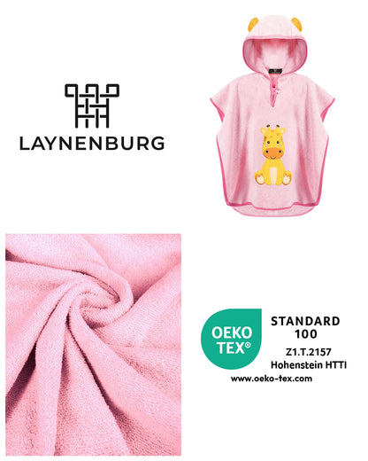 LAYNENBURG Premium Badeponcho Kinder mit Kapuze - 100% Baumwolle - OEKO TEX - Baby Jungen Mädchen Handtuch Poncho Frottee