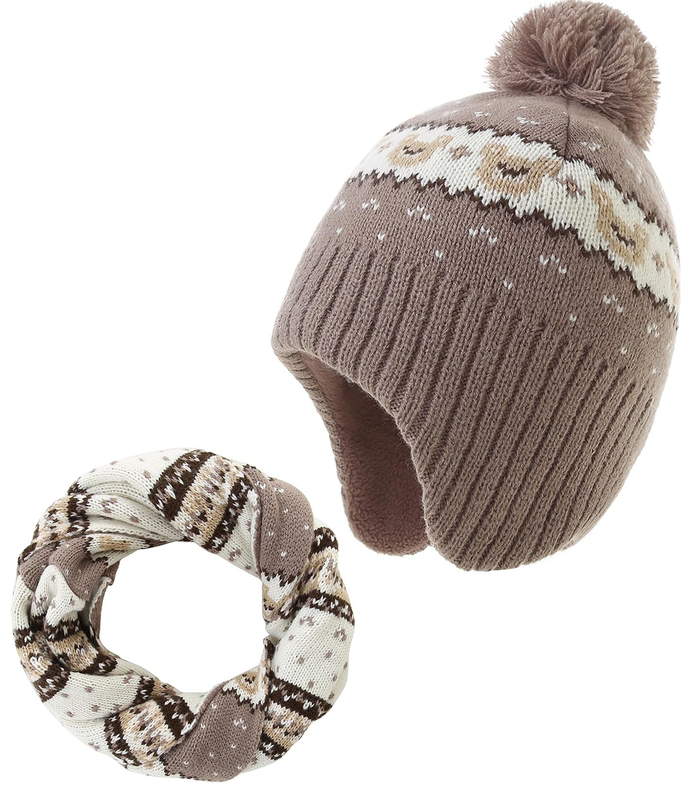 Winter Hat Girls Kids Beanie Earflap Pompom Baby Knitted Hat Girls 