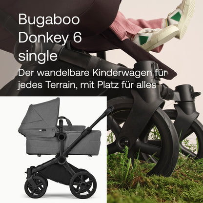 Bugaboo Donkey 6 Single, 2-in-1-Kinderwagen, für Neugeborene & Kleinkinder | umbaubar zum Doppel- und Zwillingskinderwagen, doppelter Stauraum und komfortable Einhand-Lenkung, Heritage Black Meloni2