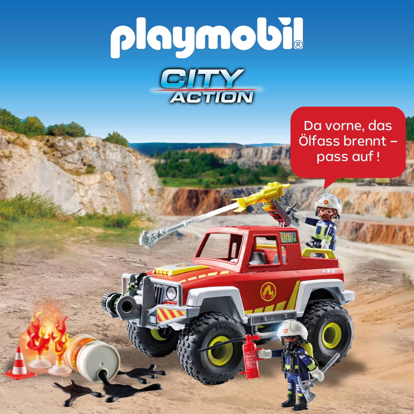 PLAYMOBIL Action Heroes 71464 Fire Boat with Aqua Scooter, Exciting Water Rescue, Includes Diving Goggles, Flippers and Life Jacket, Realistic Toy for Children from 4 Years