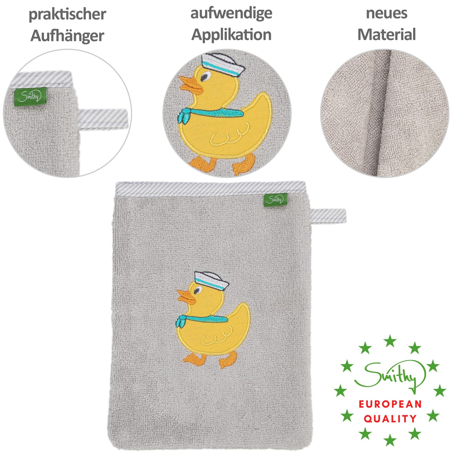 Smithy Baby Elephant Face Cloth, 100% Cotton Terry Towelling, Wash Mitt Children, Boys and Girls, Gift for Birth