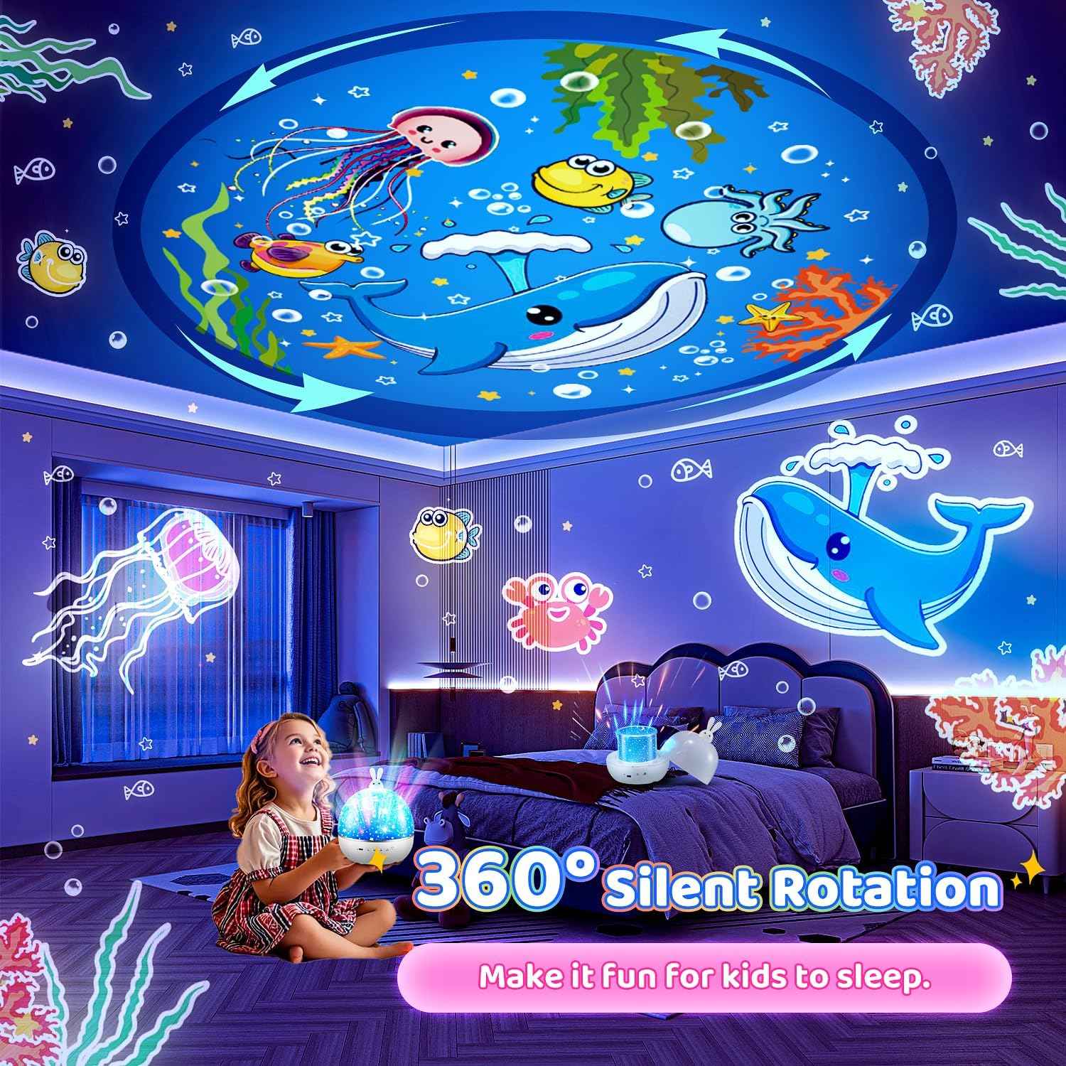 Sternenhimmel Projektor Kinder mit 15 Film, Nachtlicht Kinder Nachtlicht Baby, Bluetooth Sternenprojektor Galaxy Projektor, Geschenke für Mädchen Kinder Geschenke Mädchen, Kinderzimmer Deko