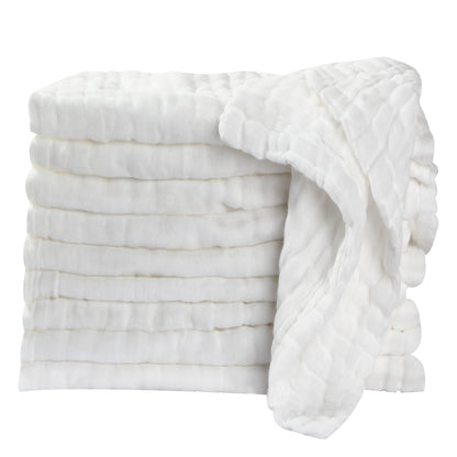Koo-dib Baby Musselin Waschlappen Tuch Mullwindeln Spucktücher -Handtücher Weiche Neugeborene Gesichtstücher Saugfähig Junge Mädchen Sabberlätzchen 10 Stück 25x25 cm lätzchen