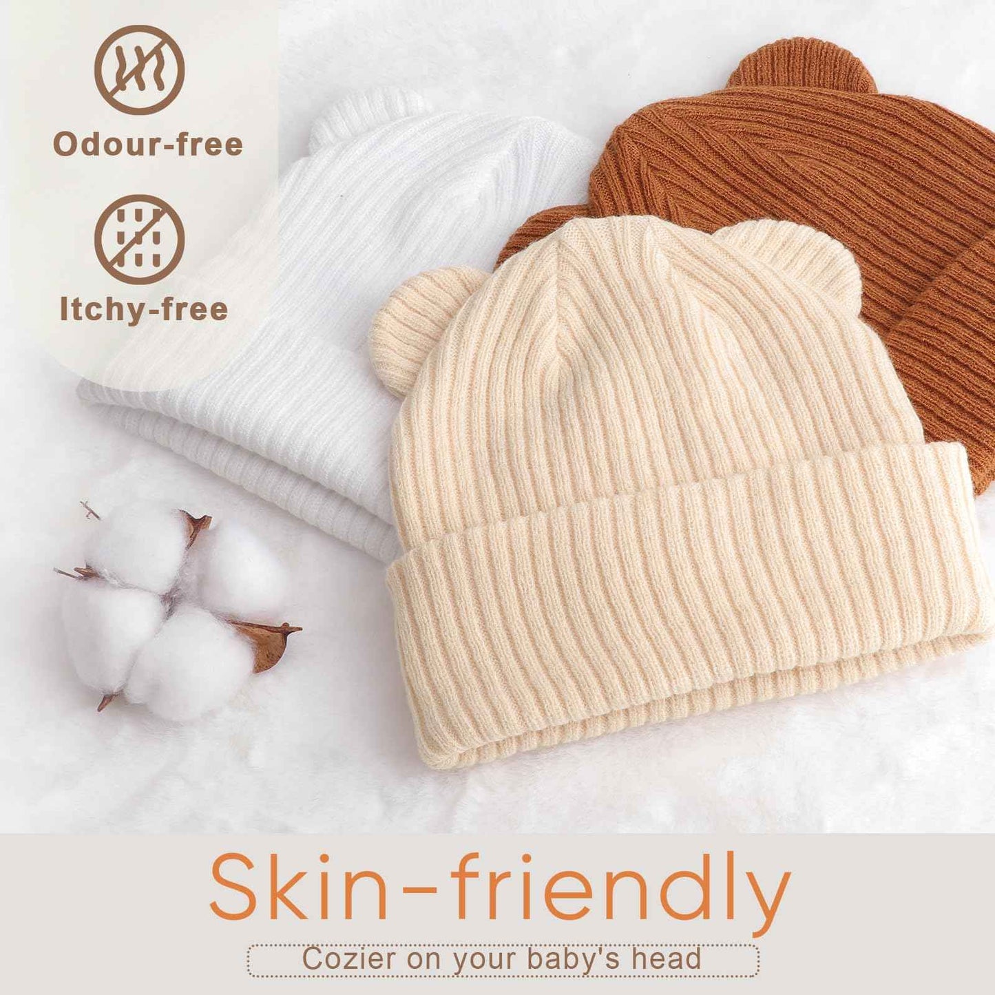 DRESHOW Toddler Beanie Baby Winter Hats Baby Soft Knitting Cute Bear Ears Hat for Boys Girls Warm Hat Hats for 0 Months - 24 Months