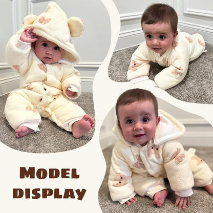 Baby Winter Schneeanzug Neugeborenen Winter Strampler mit Kapuze Fleece Winteranzug Kinder Mädchen Jungen Langarm Overall für 0-12 Monate