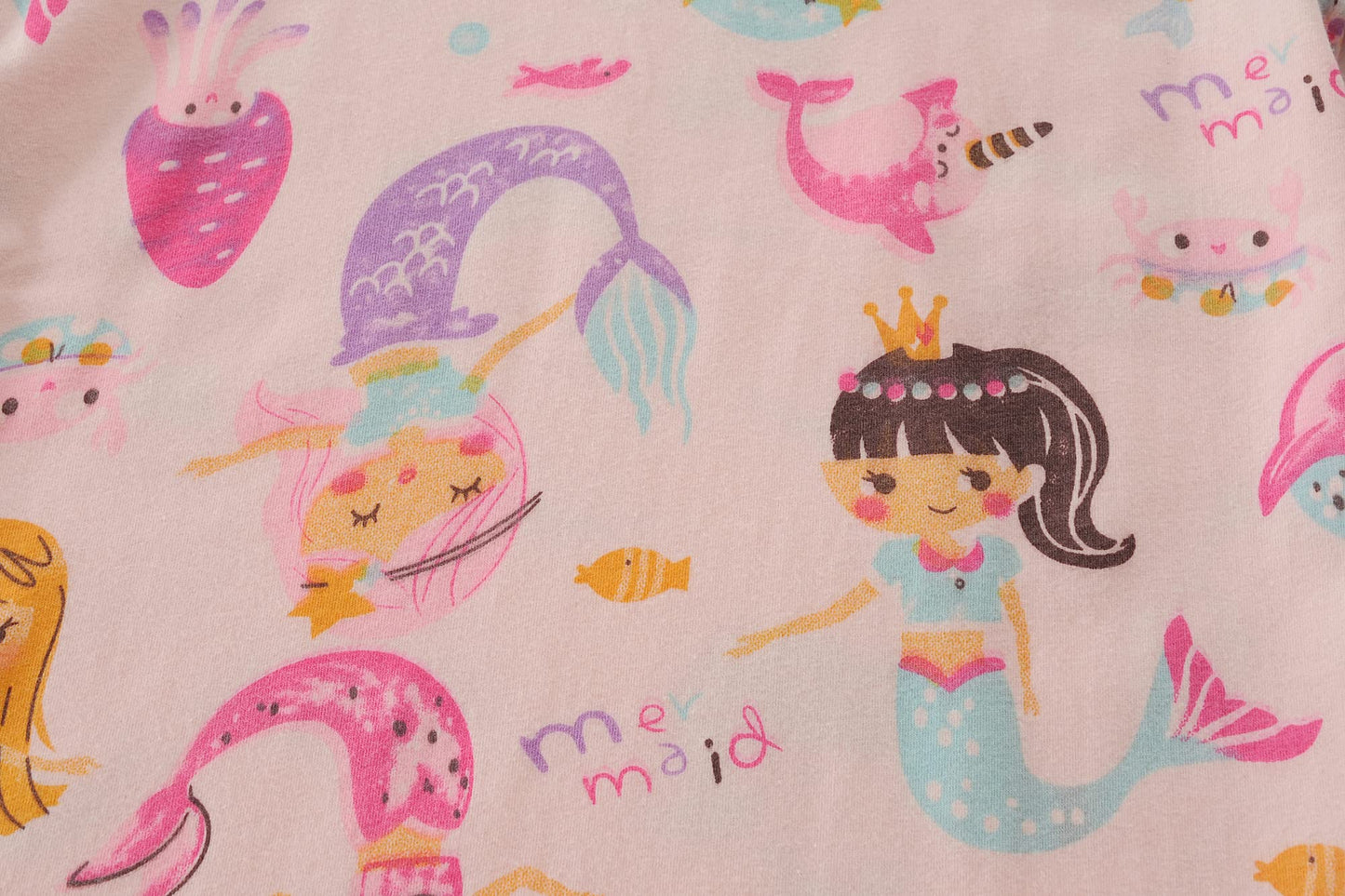 EULLA Children's Pyjamas Girls Long Sleeve Winter Pyjama Set Cotton Mermaid Unicorn Princess Cat Dino Two Piece Sleepwear 92 98 104 110 116 122