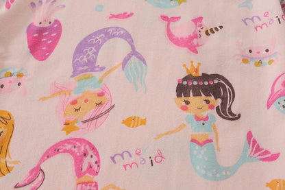 EULLA Children's Pyjamas Girls Long Sleeve Winter Pyjama Set Cotton Mermaid Unicorn Princess Cat Dino Two Piece Sleepwear 92 98 104 110 116 122