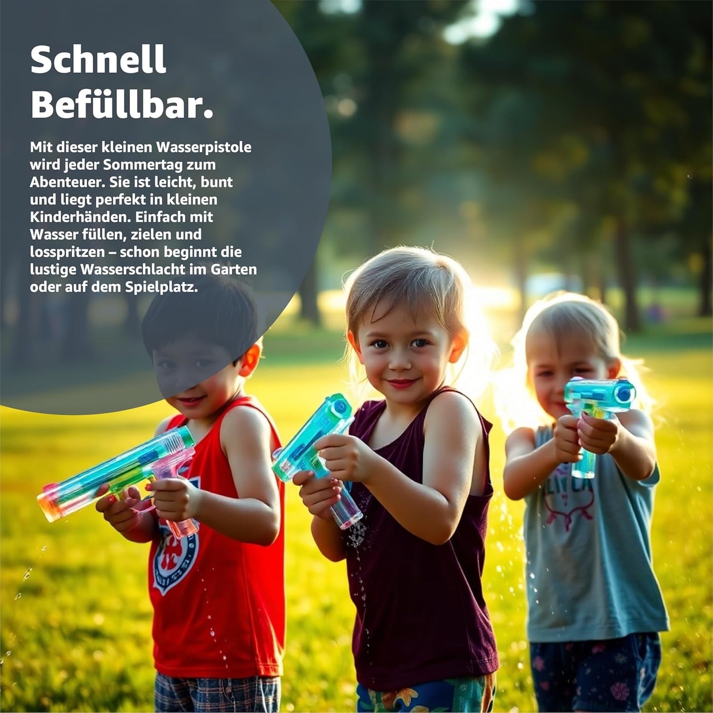 3er Wasserpistolen Set - ca. 15 cm mit großer Reichweite Wasserspritzpistole Spritzpistole klein mini für Kinder