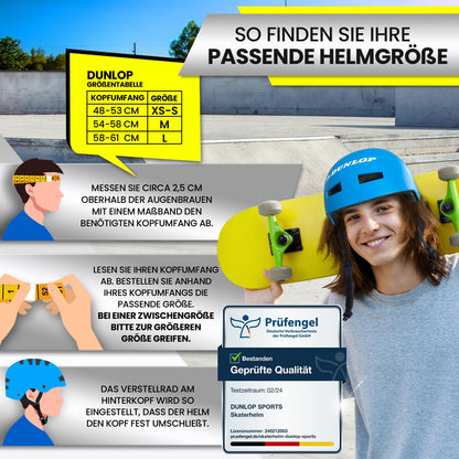 DUNLOP SPORTS Fahrradhelm Kinder Jugendliche Erwachsene - Test Sehr Gut - Leichter robuster Urban Allrounder Helm, 14 Fach belüftet, Schnellverschluss, Auto Kopfanpassung