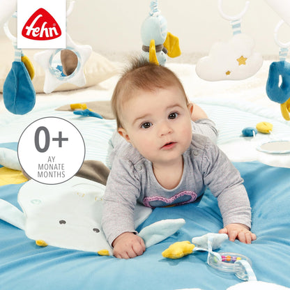 Fehn 3-D-Activity-Decke Spielbogen Peru – Baby Krabbeldecke mit 5 abnehmbaren Spielzeugen zum Greifen – Spieldecke für Babys und Kinder ab 0+ Monaten – Krabbelmatte als Geschenk zur Geburt