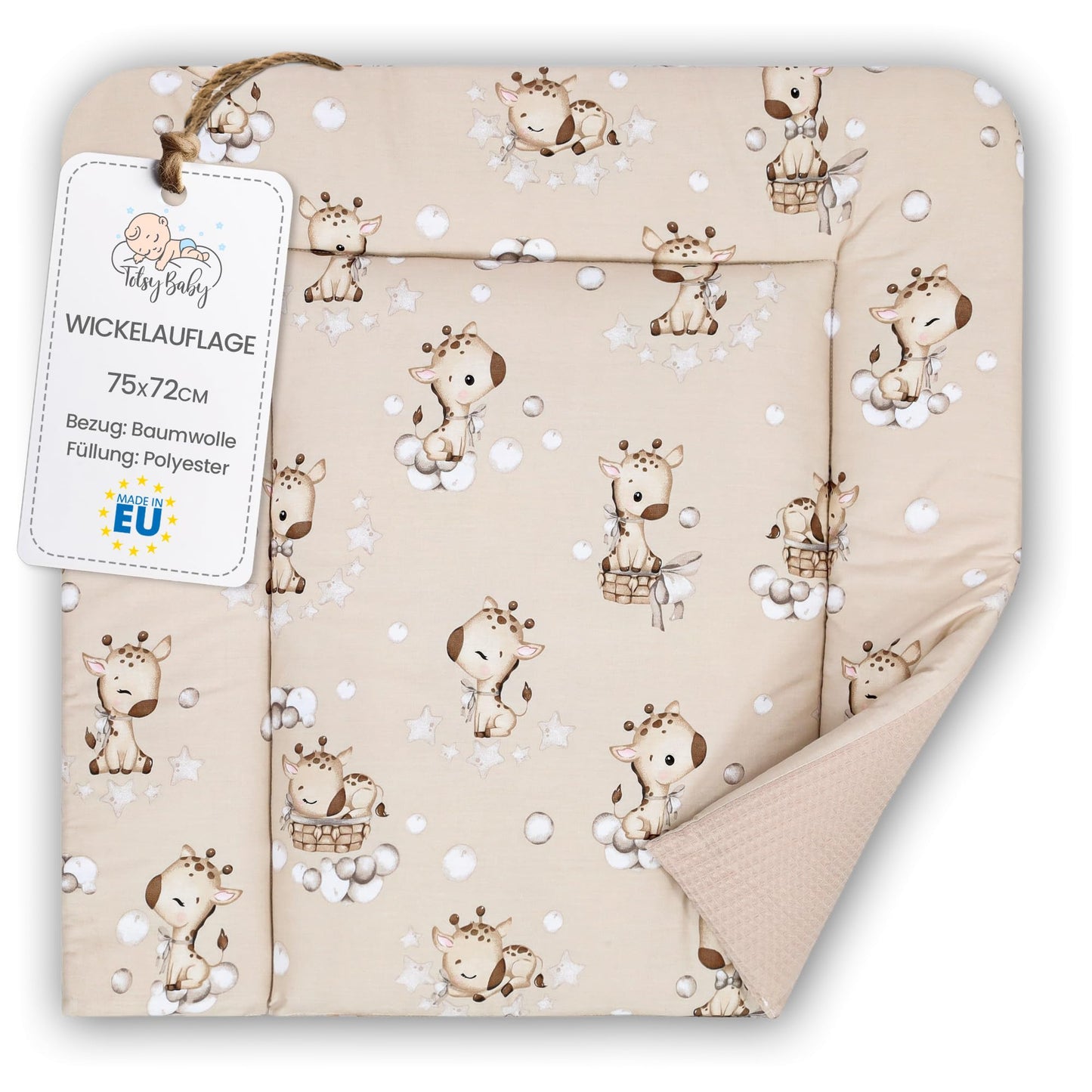 Wickelauflage Wickelunterlage aus Baumwolle 75x72 cm - Weich und waschbar Wickelunterlage für Babys Wickelmatte aus Stoff für Wickeltisch Wickelkommode oder Waschmaschine 75 x 72 Wilde Rose
