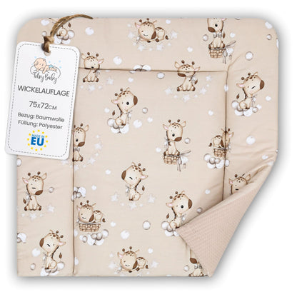 Wickelauflage Wickelunterlage aus Baumwolle 75x72 cm - Weich und waschbar Wickelunterlage für Babys Wickelmatte aus Stoff für Wickeltisch Wickelkommode oder Waschmaschine 75 x 72 Wilde Rose