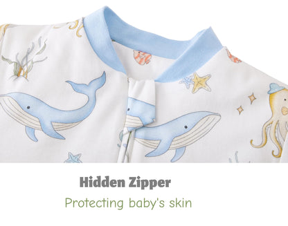 Chilsuessy Baby Sleeping Bag Winter with Removable Long Sleeve Organic Cotton Baby Sleeping Bag Small Children All-Year Sleeping Bag Pyjamas for Boys and Girls, Crown/2.5 Tog, 75-90 cm
