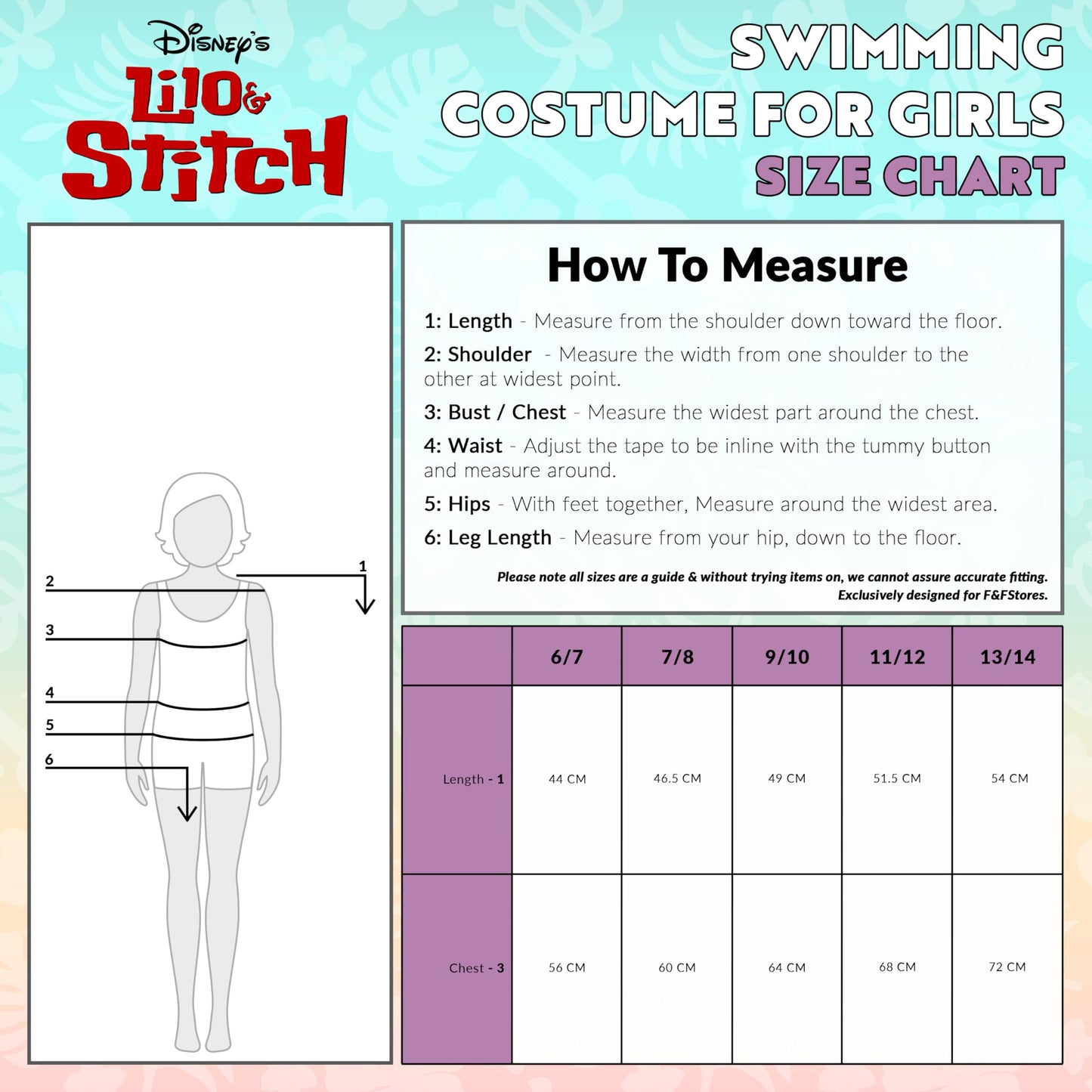Disney Stitch Girls' Swimming Costume Adjustable Spaghetti Straps