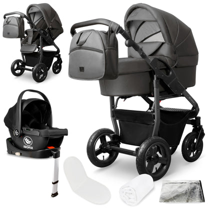 Bergsteiger Capri 3-in-1 Combination Pushchair - Baby Carrier, Sports Seat & i-Size Baby Seat, Pneumatic Tyres, Suspension, Height-Adjustable Handle, Foldable, Accessories