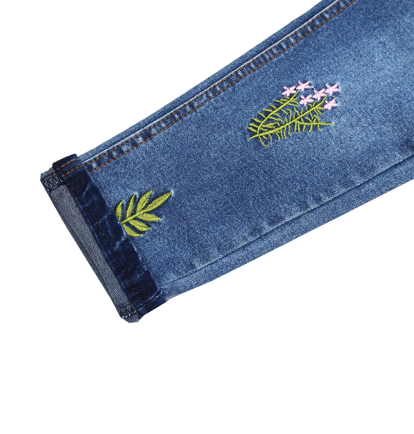 KIDSCOOL SPACE Girls Jeans Split Hem with RAL Edges Elastic Waist in High Elastic Wide Leg Denim Pants